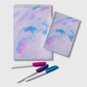 Блокнот с принтом BluePink в Тюмени, 100% бумага | 48 листов, плотность листов — 60 г/м2, плотность картонной обложки — 250 г/м2. Листы скреплены удобной пружинной спиралью. Цвет линий — светло-серый
 | gradient | swirl | swirly | абстракция | акварель | без дизайна | волны | голубая | градиент | графика | краски | на каждый день | облака | омбре | разноцветные разводы | рисунок | розовая | розовый | софтовая