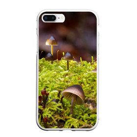 Чехол для iPhone 7Plus/8 Plus матовый с принтом Мох в Тюмени, Силикон | Область печати: задняя сторона чехла, без боковых панелей | гриб | грибы | дерево | деревья | зелёные | зелёный | зелень | лес | леса | лесной | мох | мхи | пенёк | пеньки | пни | поганка | поганки | природа | природный | флора