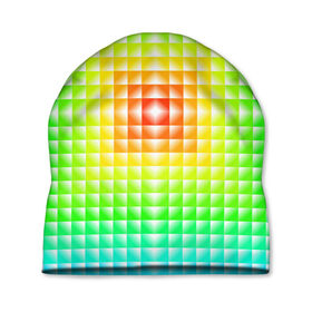 Шапка 3D с принтом Абстракция в Тюмени, 100% полиэстер | универсальный размер, печать по всей поверхности изделия | абстрактные | абстрактный | абстракция | квадрат | квадраты | плитка | плитки | плиточки | светящиеся | яркие | яркий