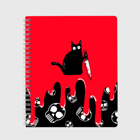 Тетрадь с принтом WHAT CAT в Тюмени, 100% бумага | 48 листов, плотность листов — 60 г/м2, плотность картонной обложки — 250 г/м2. Листы скреплены сбоку удобной пружинной спиралью. Уголки страниц и обложки скругленные. Цвет линий — светло-серый
 | Тематика изображения на принте: art | black | black cat | cat | dark | dark cat | halloween | what | what cat | what mem | арт | кот | кот арт | кот мем | мем | нож | праздник | прикол | прикольный кот | убица | хэллоуин | чёрный | чёрный кот | что | что мем