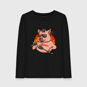 Женский лонгслив хлопок с принтом Я люблю гриль в Тюмени, 100% хлопок |  | art | drawing | fire | grill | pig | арт | гриль | огонь | рисунок | свин | свинка | свинья | хрюшка