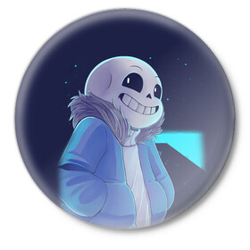 Значок с принтом UNDERTALE в Тюмени,  металл | круглая форма, металлическая застежка в виде булавки | sans | undertale | андертале | андертейл | игра | подземная история | подземная сказка | санс | ундертале