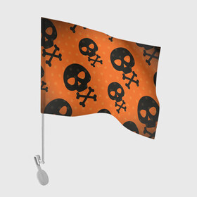 Флаг для автомобиля с принтом Череп в Тюмени, 100% полиэстер | Размер: 30*21 см | halloween | веселый роджер | праздник | страшный праздник | хэллоуин | череп
