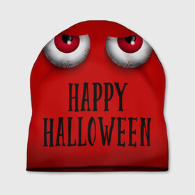 Шапка 3D с принтом Happy Halloween в Тюмени, 100% полиэстер | универсальный размер, печать по всей поверхности изделия | halloween | happy halloween | глаза | праздник | страшный праздник | хэллоуин