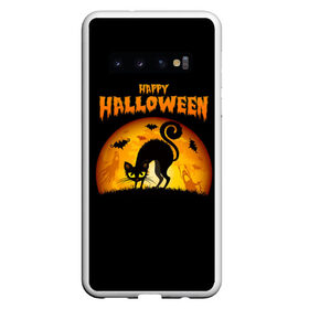 Чехол для Samsung Galaxy S10 с принтом Helloween в Тюмени, Силикон | Область печати: задняя сторона чехла, без боковых панелей | Тематика изображения на принте: halloween | ведьма | летучая мышь | полнолуние | привидение | призрак | тыква | хеллоуин | хелуин | хэллоин | хэллоуин | хэлоуин | хэлуин | черный кот