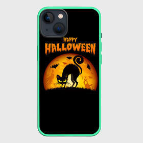 Чехол для iPhone 13 с принтом Helloween в Тюмени,  |  | Тематика изображения на принте: halloween | ведьма | летучая мышь | полнолуние | привидение | призрак | тыква | хеллоуин | хелуин | хэллоин | хэллоуин | хэлоуин | хэлуин | черный кот