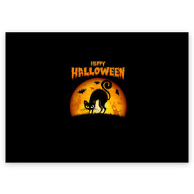 Поздравительная открытка с принтом Helloween в Тюмени, 100% бумага | плотность бумаги 280 г/м2, матовая, на обратной стороне линовка и место для марки
 | halloween | ведьма | летучая мышь | полнолуние | привидение | призрак | тыква | хеллоуин | хелуин | хэллоин | хэллоуин | хэлоуин | хэлуин | черный кот
