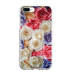 Чехол для iPhone 7Plus/8 Plus матовый с принтом Розы в Тюмени, Силикон | Область печати: задняя сторона чехла, без боковых панелей | бабочка | бабочки | девушкам | милый рисунок | природа | радуга | роза | розы | цветок | цветочек | цветочки | цветы | шипы | шипы и розы