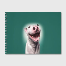 Альбом для рисования с принтом Bully в Тюмени, 100% бумага
 | матовая бумага, плотность 200 мг. | Тематика изображения на принте: bull terrier | ears | eyes | fangs | jaw | muzzle | nose | smile | бультерьер | глаза | клыки | нос | пасть | улыбка | уши