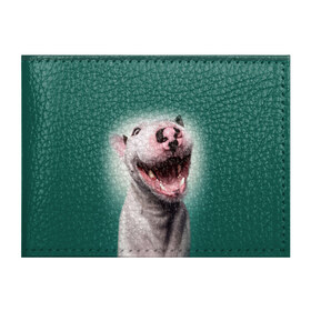 Обложка для студенческого билета с принтом Bully в Тюмени, натуральная кожа | Размер: 11*8 см; Печать на всей внешней стороне | bull terrier | ears | eyes | fangs | jaw | muzzle | nose | smile | бультерьер | глаза | клыки | нос | пасть | улыбка | уши