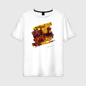 Женская футболка хлопок Oversize с принтом Взрыв цвета в Тюмени, 100% хлопок | свободный крой, круглый ворот, спущенный рукав, длина до линии бедер
 | желтый | красный | синий | фиолетовый | чёрный