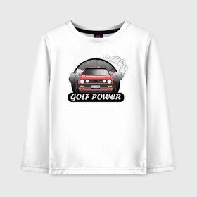 Детский лонгслив хлопок с принтом Golf power в Тюмени, 100% хлопок | круглый вырез горловины, полуприлегающий силуэт, длина до линии бедер | car | drift | golf | race | автомобиль | гольф | гонки | дрифт | машина