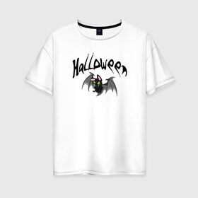 Женская футболка хлопок Oversize с принтом Хеллоуин в Тюмени, 100% хлопок | свободный крой, круглый ворот, спущенный рукав, длина до линии бедер
 | halloween | гадания | игры | летучие | мертвых | момо | мыши | нечистые | праздик | силы | тыквы | хеллоуин