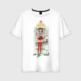 Женская футболка хлопок Oversize с принтом АСКА ЕВАНГЕЛИОН в Тюмени, 100% хлопок | свободный крой, круглый ворот, спущенный рукав, длина до линии бедер
 | 02 | evangelion | аниме | аска | ева | евангелион | манга | ноль два | синдизи
