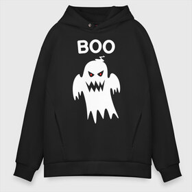 Мужское худи Oversize хлопок с принтом BOO в Тюмени, френч-терри — 70% хлопок, 30% полиэстер. Мягкий теплый начес внутри —100% хлопок | боковые карманы, эластичные манжеты и нижняя кромка, капюшон на магнитной кнопке | Тематика изображения на принте: 31 октября | halloween | halowen | ведьма | день всех святых | джек | костюм | кровь | лого | монстр | надпись | праздник | приведение | призрак | светильник | символ | страшная | тыква | ужасы | хеллоуин | хеллуин