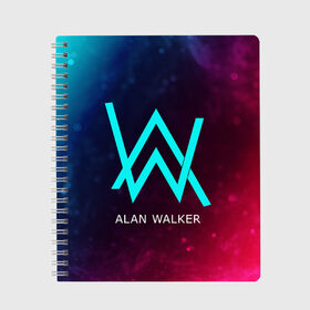 Тетрадь с принтом ALAN WALKER АЛАН УОКЕР в Тюмени, 100% бумага | 48 листов, плотность листов — 60 г/м2, плотность картонной обложки — 250 г/м2. Листы скреплены сбоку удобной пружинной спиралью. Уголки страниц и обложки скругленные. Цвет линий — светло-серый
 | alan | faded | house | logo | music | walker | алан | вокер | волкер | диджей | лого | логотип | логотипы | музыка | музыкант | символ | символы | танцеальная | уокер | хаус | электронная