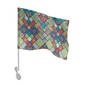 Флаг для автомобиля с принтом Мандалы лоскутный печворк в Тюмени, 100% полиэстер | Размер: 30*21 см | лоскутная | лоскуты | оберег | печворк | разноцветный | талисман | техника | яркий