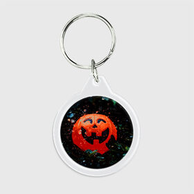Брелок круглый с принтом Pumpkin в Тюмени, пластик и полированная сталь | круглая форма, металлическое крепление в виде кольца | halloween | pumpkin head devil | тыква джек | хэллоуин