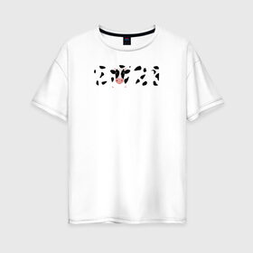 Женская футболка хлопок Oversize с принтом Год коровы 2021 в Тюмени, 100% хлопок | свободный крой, круглый ворот, спущенный рукав, длина до линии бедер
 | 2021 | бык | год быка | год коровы | новый год | символ года