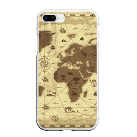 Чехол для iPhone 7Plus/8 Plus матовый с принтом Карта мира в Тюмени, Силикон | Область печати: задняя сторона чехла, без боковых панелей | география | карта | карта мира | корабли | моряки