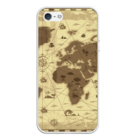 Чехол для iPhone 5/5S матовый с принтом Карта мира в Тюмени, Силикон | Область печати: задняя сторона чехла, без боковых панелей | география | карта | карта мира | корабли | моряки