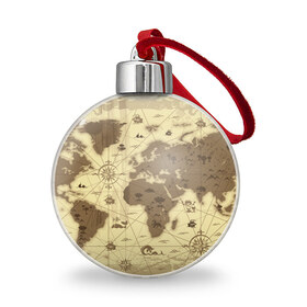 Ёлочный шар с принтом Карта мира в Тюмени, Пластик | Диаметр: 77 мм | география | карта | карта мира | корабли | моряки