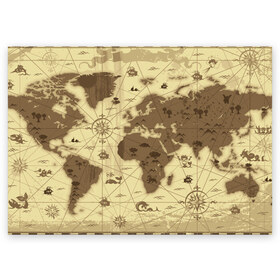 Поздравительная открытка с принтом Карта мира в Тюмени, 100% бумага | плотность бумаги 280 г/м2, матовая, на обратной стороне линовка и место для марки
 | география | карта | карта мира | корабли | моряки