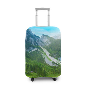 Чехол для чемодана 3D с принтом Альпийские горы в Тюмени, 86% полиэфир, 14% спандекс | двустороннее нанесение принта, прорези для ручек и колес | альпийские горы | альпы | гора | горы | озеро