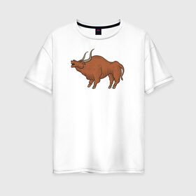 Женская футболка хлопок Oversize с принтом Бык в Тюмени, 100% хлопок | свободный крой, круглый ворот, спущенный рукав, длина до линии бедер
 | 2021 | бык | год быка | год коровы | новый год | символ года