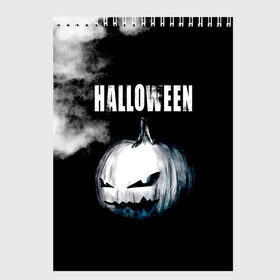 Скетчбук с принтом Halloween в Тюмени, 100% бумага
 | 48 листов, плотность листов — 100 г/м2, плотность картонной обложки — 250 г/м2. Листы скреплены сверху удобной пружинной спиралью | 31 октября | halloween | halowen | ведьма | день всех святых | джек | костюм | кровь | лого | монстр | надпись | праздник | приведение | призрак | светильник | символ | страшная | тыква | ужасы | хеллоуин | хеллуин