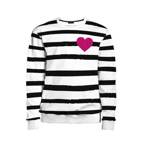 Детский свитшот 3D с принтом Сердце с полосками в Тюмени, 100% полиэстер | свободная посадка, прямой крой, мягкая тканевая резинка на рукавах и понизу свитшота | любовь | милый | модный | полоски | розовый | семья | сердце | чёрный