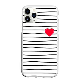 Чехол для iPhone 11 Pro Max матовый с принтом Полоски с сердцем в Тюмени, Силикон |  | любовь | милый | модный | полоски | розовый | семья | сердце | чёрный