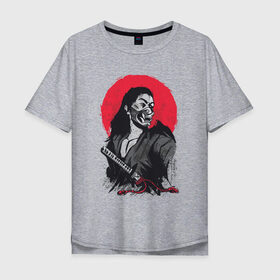 Мужская футболка хлопок Oversize с принтом Японский Воин Самурай в Тюмени, 100% хлопок | свободный крой, круглый ворот, “спинка” длиннее передней части | Тематика изображения на принте: art | blade | blood | illustration | japan | japanese | katana | mask | moon | ronin | samurai | sekiro | shogun | sword | tsushima | warrior | арт | в маске | иллюстрация | катана | кровавая | луна | мерч | меч | отступник | ронин | сегун |
