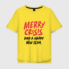 Мужская футболка хлопок Oversize с принтом Счастливого Кризиса в Тюмени, 100% хлопок | свободный крой, круглый ворот, “спинка” длиннее передней части | 
