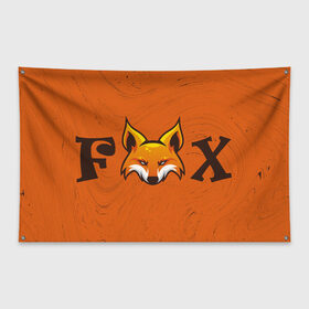 Флаг-баннер с принтом FOX в Тюмени, 100% полиэстер | размер 67 х 109 см, плотность ткани — 95 г/м2; по краям флага есть четыре люверса для крепления | animals | fox | foxes | foxy | ginger | животные | лис | лиса | лисенок | лисий | лисица | лисицы | лисичка | лисички | лисы | лисята | оранжевый