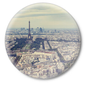 Значок с принтом Париж в Тюмени,  металл | круглая форма, металлическая застежка в виде булавки | город | париж | улицы города | франция | эйфелевая башня
