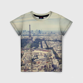 Детская футболка 3D с принтом Париж в Тюмени, 100% гипоаллергенный полиэфир | прямой крой, круглый вырез горловины, длина до линии бедер, чуть спущенное плечо, ткань немного тянется | город | париж | улицы города | франция | эйфелевая башня