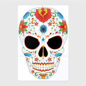 Магнитный плакат 2Х3 с принтом Цветной череп в Тюмени, Полимерный материал с магнитным слоем | 6 деталей размером 9*9 см | арт | белый | вектор | разрисованный череп | рисунок | скелет | череп | чёрный | яркие рисунки | яркие цвета | яркий рисунок | яркий череп