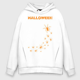 Мужское худи Oversize хлопок с принтом Halloween в Тюмени, френч-терри — 70% хлопок, 30% полиэстер. Мягкий теплый начес внутри —100% хлопок | боковые карманы, эластичные манжеты и нижняя кромка, капюшон на магнитной кнопке | Тематика изображения на принте: 31 октября | halloween | halowen | ведьма | день всех святых | джек | костюм | кровь | лого | монстр | надпись | праздник | приведение | призрак | светильник | символ | страшная | тыква | ужасы | хеллоуин | хеллуин