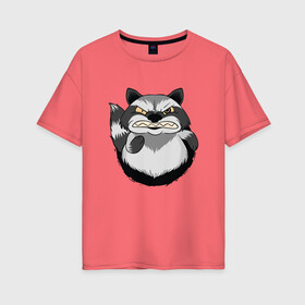 Женская футболка хлопок Oversize с принтом Сердитый Енот в Тюмени, 100% хлопок | свободный крой, круглый ворот, спущенный рукав, длина до линии бедер
 | angry | art | bandit | cute | evil | fat | grunpy | illustration | mad | raccoon | raccoons | rage | raging | арт | бандит | безумный | вор | енотами | енотик | еноты | забавный | злобный | злой | иллюстрация | милый | прикол | пушистый | сме
