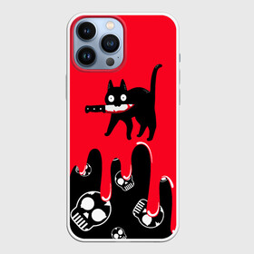 Чехол для iPhone 13 Pro Max с принтом WHAT CAT в Тюмени,  |  | art | black | black cat | cat | dark | dark cat | halloween | what | what cat | what mem | арт | кот | кот арт | кот мем | мем | нож | праздник | прикол | прикольный кот | убица | хэллоуин | чёрный | чёрный кот | что | что мем