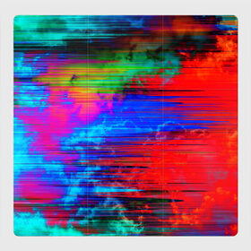 Магнитный плакат 3Х3 с принтом Glitch color storm в Тюмени, Полимерный материал с магнитным слоем | 9 деталей размером 9*9 см | clouds | color | glitch | gradient | storm | глитч | градиент | краски | небо | облака | шторм