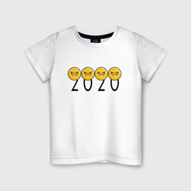 Детская футболка хлопок с принтом 2020 (Z) в Тюмени, 100% хлопок | круглый вырез горловины, полуприлегающий силуэт, длина до линии бедер | 2020 | 2020 год | 2020год | emoji | smail | smile | the end | апокалипсис | взрыв | год | конец света | мордочка | негатив | рожица | смаил | смайл | улыбка | эмоджи | ядерный взрыв
