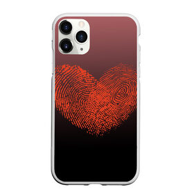 Чехол для iPhone 11 Pro матовый с принтом Сердце из отпечатков пальцев в Тюмени, Силикон |  | Тематика изображения на принте: влюбленные | вместе | градиент | линии судьбы | любовь | он и она | отпечатки пальцев | пальчики | признание | сердце | следы