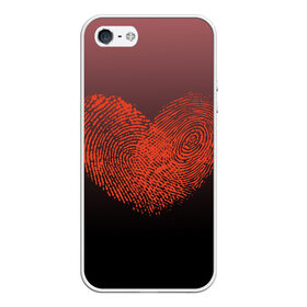 Чехол для iPhone 5/5S матовый с принтом Сердце из отпечатков пальцев в Тюмени, Силикон | Область печати: задняя сторона чехла, без боковых панелей | Тематика изображения на принте: влюбленные | вместе | градиент | линии судьбы | любовь | он и она | отпечатки пальцев | пальчики | признание | сердце | следы