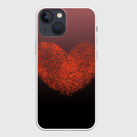 Чехол для iPhone 13 mini с принтом Сердце из отпечатков пальцев в Тюмени,  |  | влюбленные | вместе | градиент | линии судьбы | любовь | он и она | отпечатки пальцев | пальчики | признание | сердце | следы
