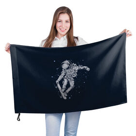 Флаг 3D с принтом Космонавт на скейте в Тюмени, 100% полиэстер | плотность ткани — 95 г/м2, размер — 67 х 109 см. Принт наносится с одной стороны | арт | астронавт | звезда | звёзды | космический отдых | космонавт | космос | ночь | отдых | рисунок | скафандр | скейт | трюки на скейте