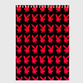 Скетчбук с принтом playboy в Тюмени, 100% бумага
 | 48 листов, плотность листов — 100 г/м2, плотность картонной обложки — 250 г/м2. Листы скреплены сверху удобной пружинной спиралью | Тематика изображения на принте: black | love | playboy | rabbit | red | красный | кролик. | любовь | плейбой | черный