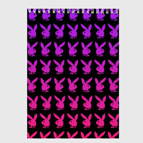 Скетчбук с принтом playboy в Тюмени, 100% бумага
 | 48 листов, плотность листов — 100 г/м2, плотность картонной обложки — 250 г/м2. Листы скреплены сверху удобной пружинной спиралью | Тематика изображения на принте: black | pink | playboy | violet | плейбой | розовый | фиолетовый. | черный