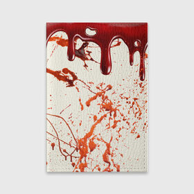 Обложка для паспорта матовая кожа с принтом Стекающая кровь в Тюмени, натуральная матовая кожа | размер 19,3 х 13,7 см; прозрачные пластиковые крепления | 2020 | blood | halloween | капли | кровавый | кровь | пятна | следы | стекающая | хэллоуин | хэлоуин